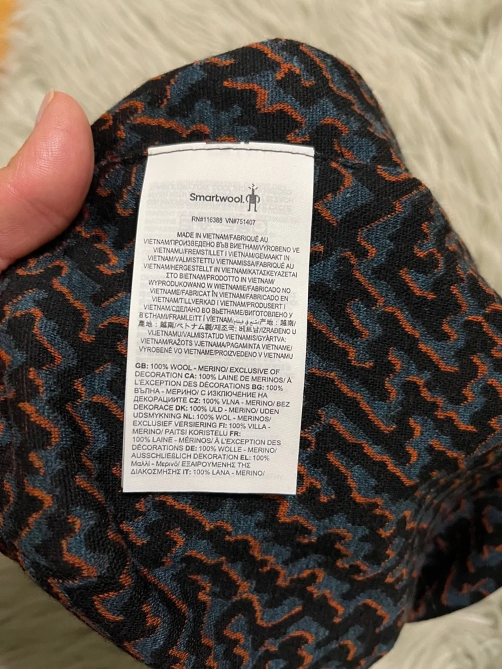 Smartwool Kids Patterned Beanie - Black & Orange